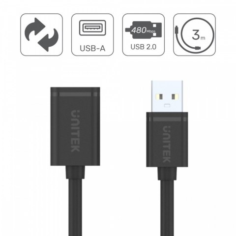 Przedłużacz USB 2.0 AM-AF, 0.5m; Y-C447GBK