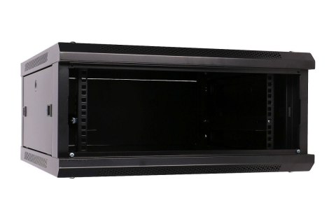 Szafka wisząca rack 4U 600x600 czarna szklane drzwi