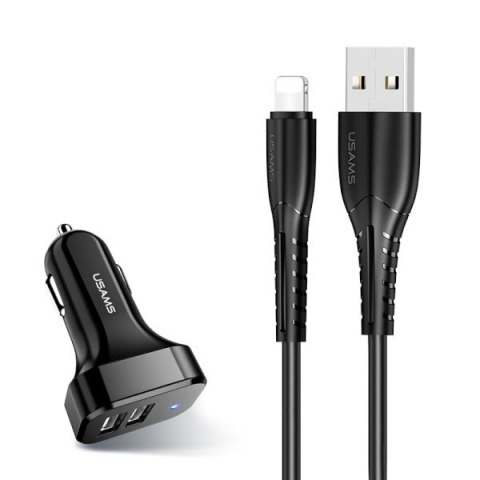 Ładowarka samochodowa 2xUSB C13 2.1 A lightning czarny NTU35LC13TZ