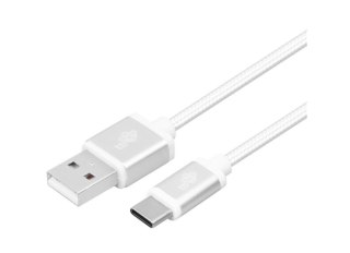 Kabel USB-USB C 2m srebrny sznurek