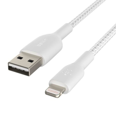 Kabel Braided USB- Lightning 15cm biały