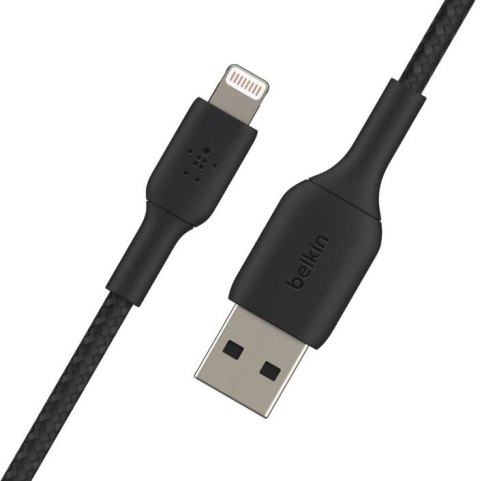 Kabel Braided USB- Lightning 15cm czarny