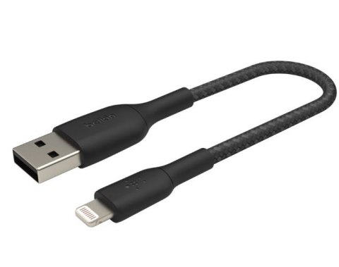 Kabel Braided USB- Lightning 15cm czarny