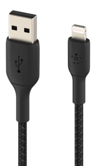 Kabel Braided USB- Lightning 1m czarny