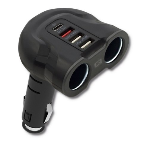 Samochodowy rozdzielacz gniazda zapalniczki 12-24V | 52W | 2.4A |2xUSB | USB QC 3.0 | USB-C PD | 2xgniazdo zapalniczki