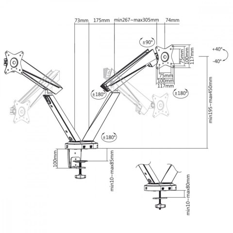 Uchwyt Gamingowy Na 2 Monitory RS887