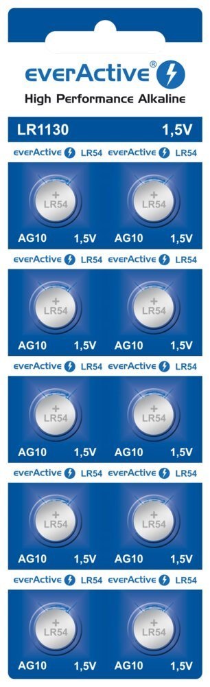 EVERACTIVE BATERIE ALKALICZNE MINI AG10 G10 LR1130 LR54, BLISTER 10 SZT. EVAG10