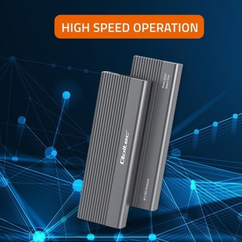 QOLTEC OBUDOWA NA DYSK SSD M.2 | SATA | NGFF | USB-C | SUPER SPEED | 2TB | SZARY