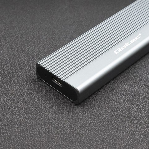 QOLTEC OBUDOWA NA DYSK SSD M.2 | SATA | NGFF | USB-C | SUPER SPEED | 2TB | SZARY