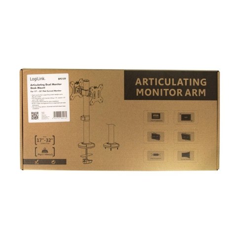 Uchwyt na 2 monitory, 17-32 cale, max. 8kg