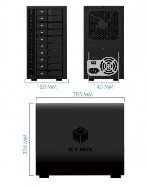 Obudowa IB-3810-C31 10x HDD Single System dla 3,5" HDD SATA I/II/III