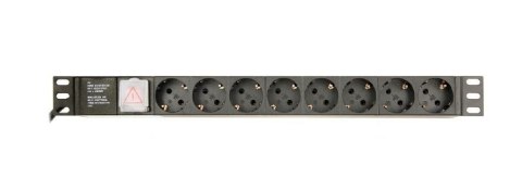 Listwa zasilająca rack (PDU), 8 gniazd typ Schuko, 1U, 16A, wtyk Schuko 3m