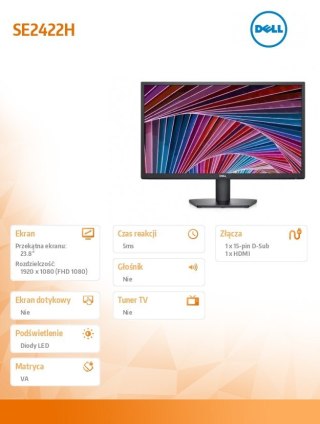 Monitor SE2422H 23.8 cali LED 1920x1080/HDMI/VGA/3Y