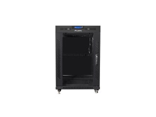 Szafa instalacyjna rack stojąca 19 15U 600x800 czarna, drzwi szklane lcd (flat pack)