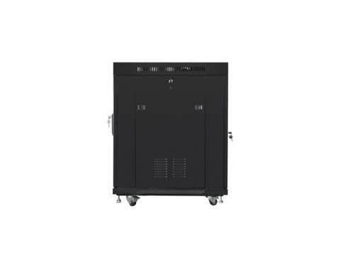 Szafa instalacyjna rack stojąca 19 15U 600x800 czarna, drzwi szklane lcd (flat pack)