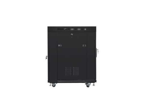 Szafa instalacyjna rack stojąca 19 15U 600x800 czarna, drzwi szklane lcd (flat pack)