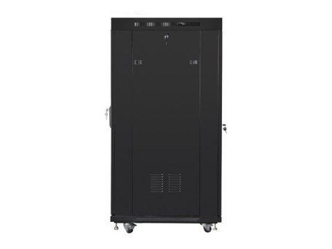 Szafa instalacyjna rack stojąca 19 27U 600x800 czarna, drzwi szklane LCD (Flat pack)