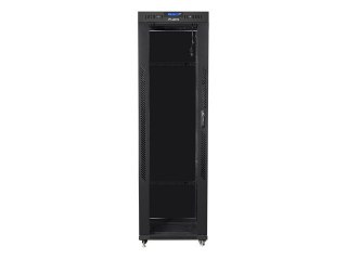 Szafa instalacyjna rack stojąca 19 42U 600x1000 czarna, drzwi szklane lcd (flat pack)