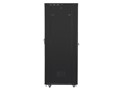 Szafa instalacyjna rack stojąca 19 42U 600x1000 czarna, drzwi szklane lcd (flat pack)