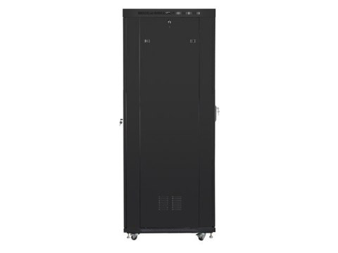 Szafa instalacyjna rack stojąca 19 42U 600x1000 czarna, drzwi szklane lcd (flat pack)