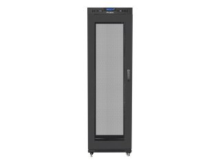 Szafa instalacyjna rack stojąca 19 42U 600x800 czarna, drzwi perforowane lcd (flat pack)