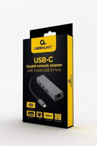 Hub 3 portowy USB 3.1 z kartą sieciową