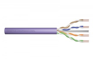 Kabel teleinformatyczny instalacyjny kat.6, U/UTP, Dca, drut, AWG 23/1, LSOH, 100m, fioletowy