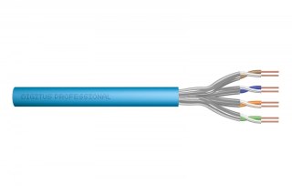 Kabel teleinformatyczny instalacyjny kat.6A, S/FTP, Eca, drut, AWG 23/1, LSOH, 100m ofoliowany Niebieski