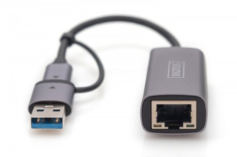 Karta sieciowa przewodowa USB 3.1 Typ C + USB A do 1x RJ45 2.5 Gigabit Ethernet 10/100/1000/2500Mbps