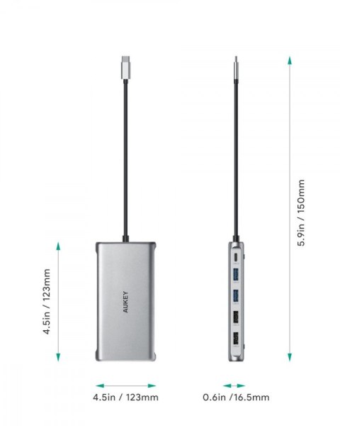 CB-C78 aluminiowy HUB USB-C | 12w1 | RJ45 Ethernet 10/100/1000Mbps | 2xUSB 3.1 | 2xUSB 2.0 | 2xHDMI 4k@30Hz | VGA | SD i microSD