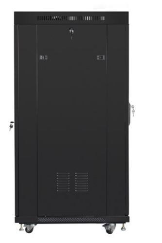 Szafa instalacyjna rack stojąca 19 cali 27u 800x1000 czarna drzwi szklane LCD (flat pack)