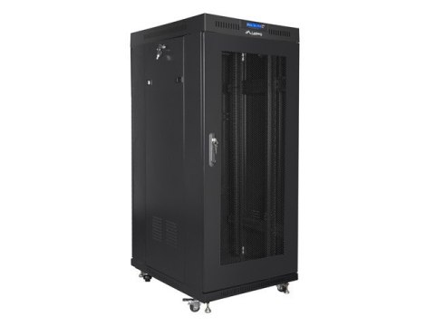 Szafa instalacyjna RACK stojąca 19 15U 800X1000 czarna drzwi perforowane LCD( FLAT PACK)