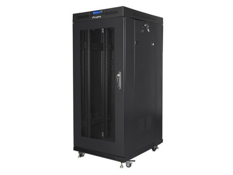 Szafa instalacyjna RACK stojąca 19 15U 800X1000 czarna drzwi perforowane LCD( FLAT PACK)