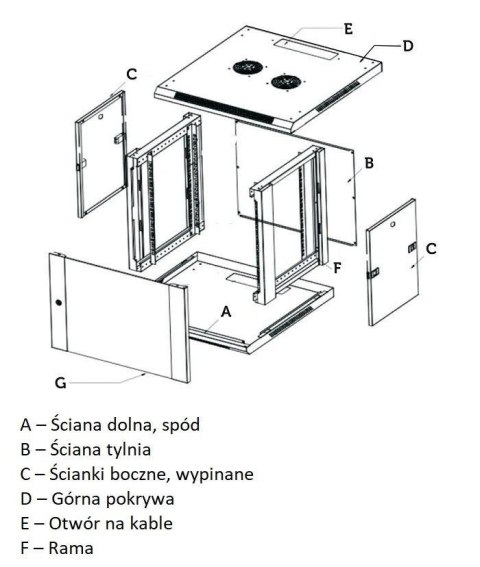 Szafa rack 4U 10 cali szara wisząca