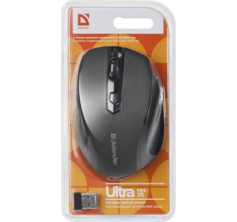 Mysz bezprzewodowa ULTRA MM-315 RF czarna 1600 dpi 6P