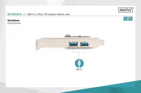 Kontroler USB 3.0 PCIe, 2x USB 3.0, Low Profile, Chipset UPD720202