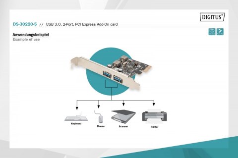 Kontroler USB 3.0 PCIe, 2x USB 3.0, Low Profile, Chipset UPD720202