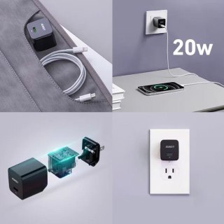 PA-Y20S Black Mini ładowarka sieciowa 1xUSB-C 20W PD Power Delivery