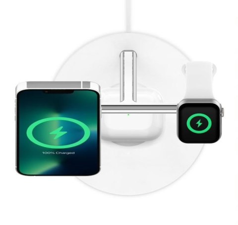 Bezprzewodowa podstawka ładująca BOOST CHARGE PRO 3w1 MagSafe biała