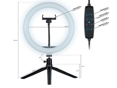 Lampa pierścieniowa Ring 26 cm z mini statywem