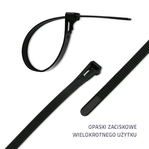 Opaski zaciskowe wielorazowe/trytytki | 7.2*250mm | Nylon UV | Czarne