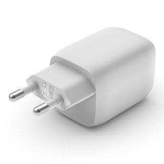 Podwójna ładowarka ścienna USB-C GaN z PPS 65 W Biała