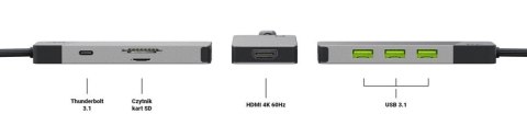 Hub adapter USB-C Connect 3xUSB 3.1 HDMI 4K 60Hz USB-C PD 85W