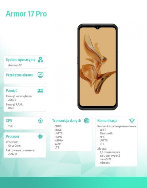 Smartfon Armor 17 Pro 6.58" 8/256GB IP68/IP69K 5280mAh DualSIM czarny