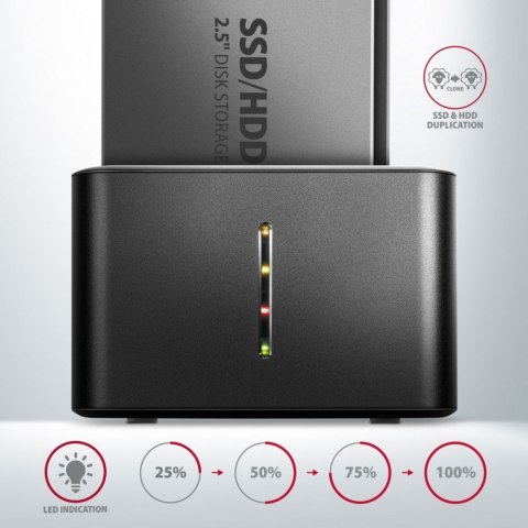 ADSA-D25 MINI stacja dokująca USB 3.2 Gen 1 - 2x SATA 6G 2.5" SSD/HDD CLONE