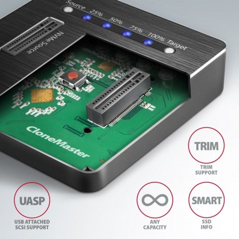 ADSA-M2C Stacja dokująca, USB-C 3.2 Gen 2 - 2x M.2 NVMe SSD CLONE MASTER