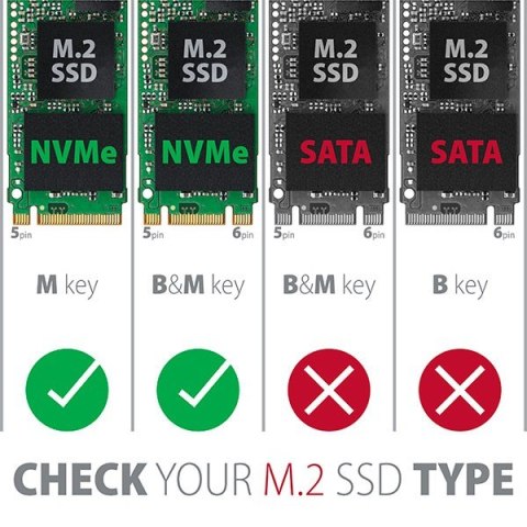 EEM2-UG2 Obudowa zewnętrzna aluminiowa, USB-C 3.2 Gen 2 - M.2 NVMe SSD, długość 42 do 80 mm szary