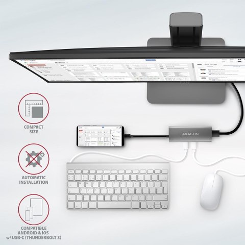 HMC-5G2 Wieloportowy hub 2x USB-A + 2x USB-C + HDMI, USB-C 3.2 Gen 2 10Gbps, PD 60W, 13cm USB-C kabel