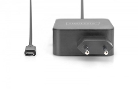 Ładowarka sieciowa zasilacz 1x USB-C PD 3.0 max. 65W zintegrowany kabel 1,2m Czarna