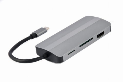 Adapter USB-C 8w1, HDMI, USB-C, PD, VGA, USB 3.1, 2.0, audio, czytnik kart